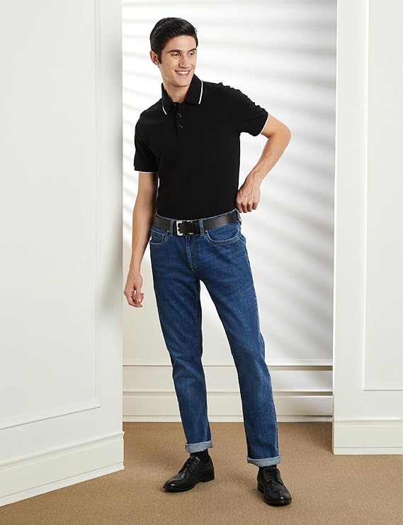 Men Solid Round Neck Polyester Black T-Shirt - Image 4