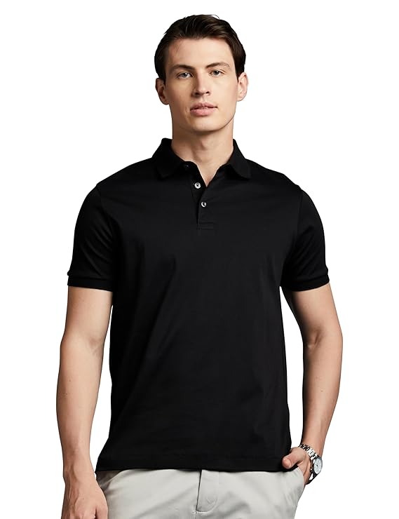 Men Solid Round Neck Polyester Black T-Shirt